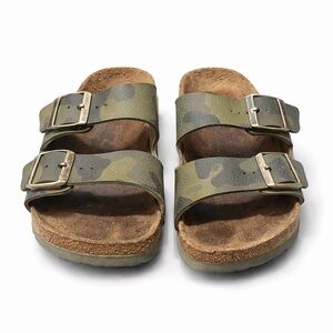Birkenstock Women's Camouflage Double-Buckle Sandals in Green and Brown